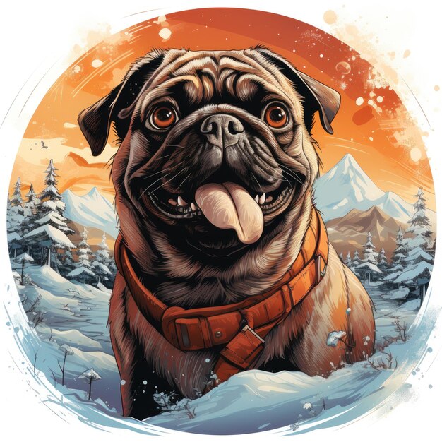 Foto t-shirt de natal pug design generative ai