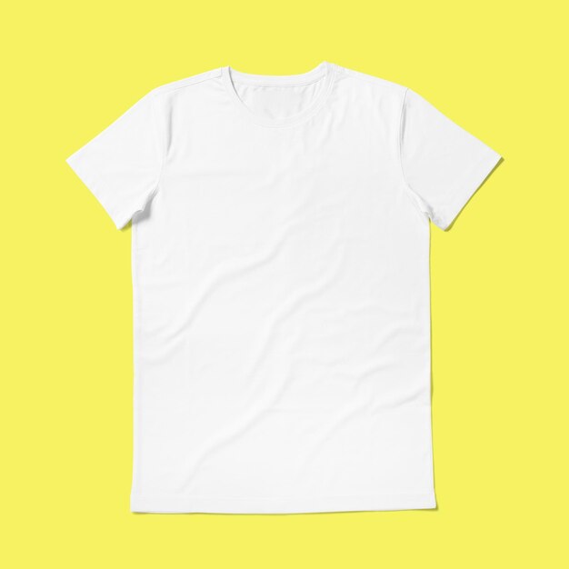 T-shirt de pescoço redondo isolado em fundo amarelo adequado para o seu projeto de design