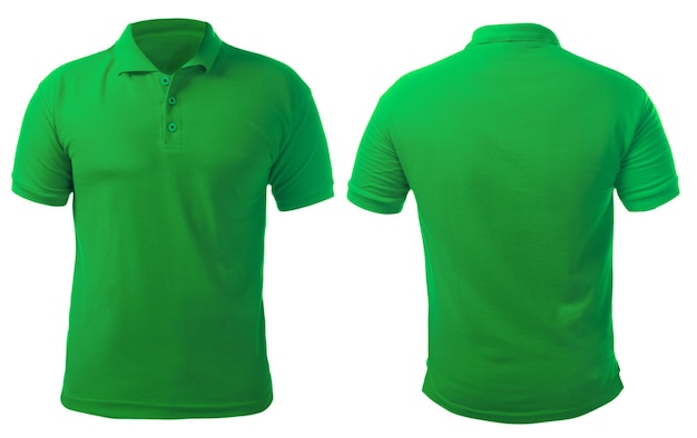 Foto t-shirt de polo verde modelo de modelo dianteiro e traseiro camisa masculina em branco design de espaço de cópia