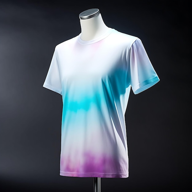 T-Shirt des Crew-Halses T-shirt Tie Dye Print getragen von einem Chrom-Plastikmann Weiß Blank Clean Design