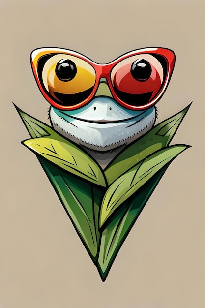T-Shirt-Design eines süßen, fröhlichen Frosches mit Sonnenbrille