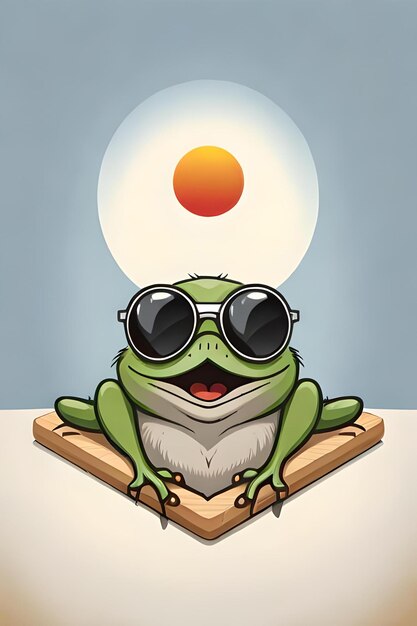T-Shirt-Design eines süßen, fröhlichen Frosches mit Sonnenbrille