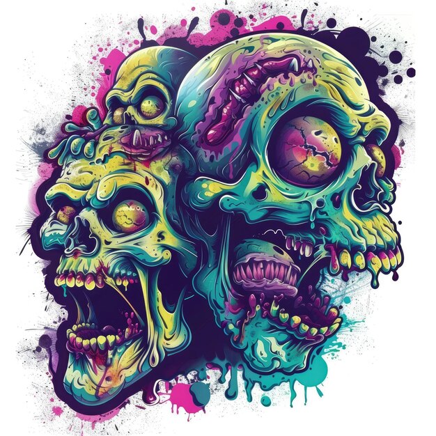 Foto t-shirt-design-kunstwerk vektorkunst von monster auf weißem hintergrund