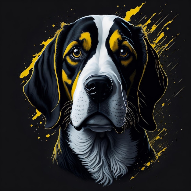 T-Shirt-Design mit Beagle-Porträt, KI-generierte Illustration