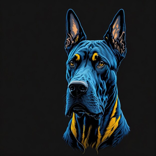 Foto t-shirt-design mit dobermann-porträt, ki-generierte illustration