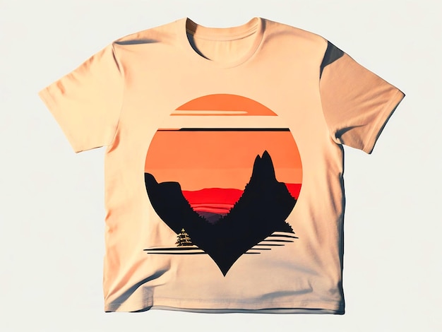 Foto t-shirt-design mit einem vintage-twist mit einem eleganten und stilisierten landscape-minimalis