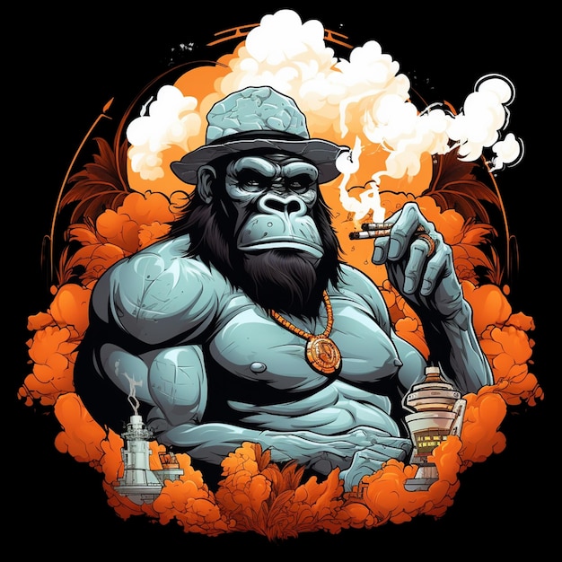 T-Shirt-Design mit Gorilla-Rauch