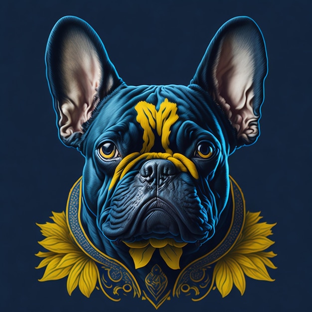 Foto t-shirt-design mit porträt einer französischen bulldogge, ki-generierte illustration