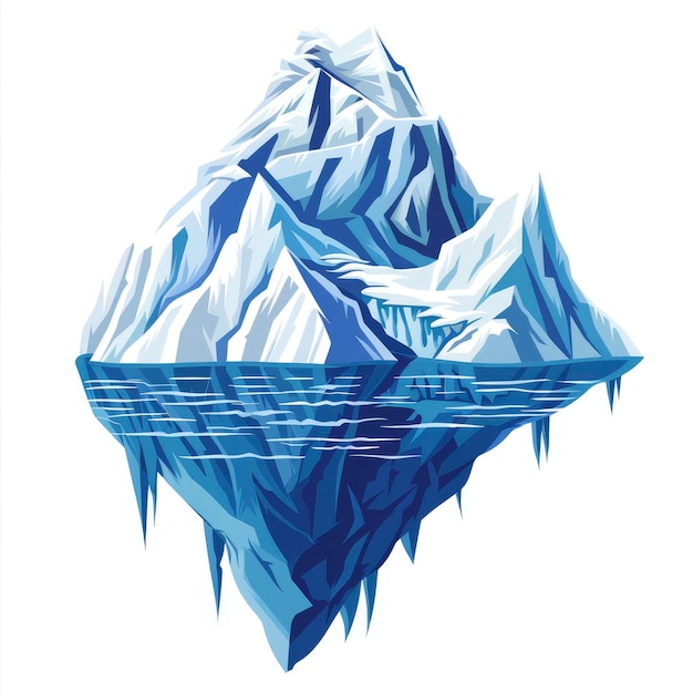 T-shirt diseño estilo vectorial clipart iceberg gigante en el invierno hielo frío océano aislado en blanco