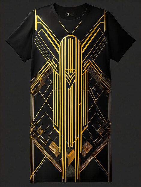 Foto t-shirt eine moderne version der art-deco-ästhetik mit geometrischen mustern und kühnen farben, die