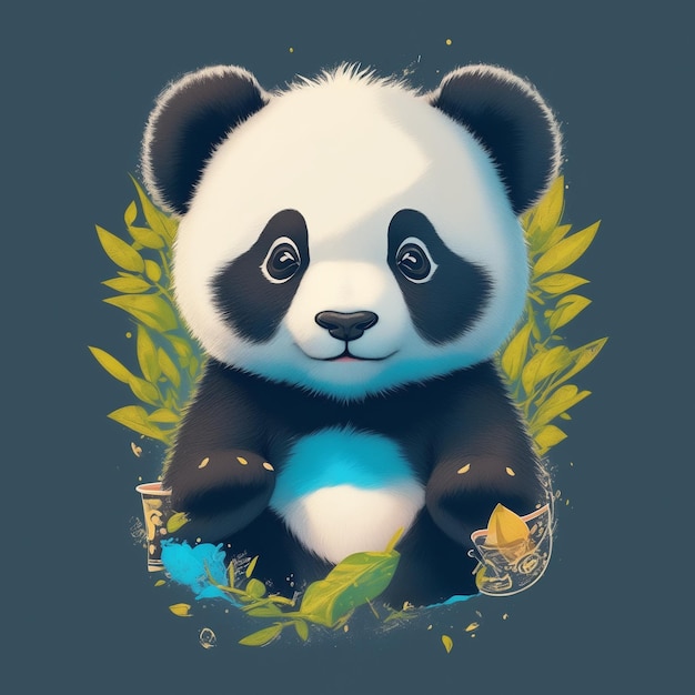 T-Shirt-Grafikdesign-Kunst, flache Illustration eines niedlichen Pandas