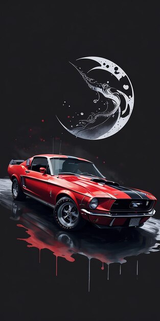 T-Shirt-Kunstdesign von 1968 Ford Mustang Red Shelby