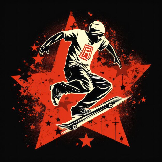 Foto t-shirt logotipo do patinador bela imagem de ilustração ai gerativa