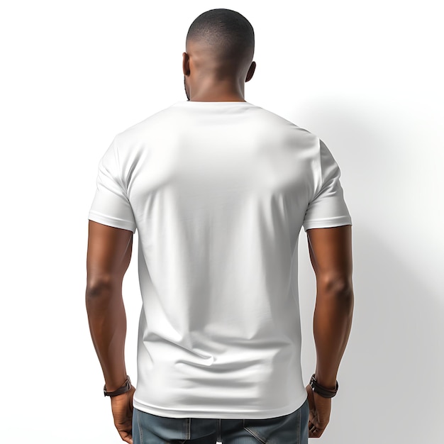 T-Shirt mit grafischem Tee-Crew-Hals, getragen von einer schwarzen Mannequin-T-Shirt, mit weißem, leeren Design