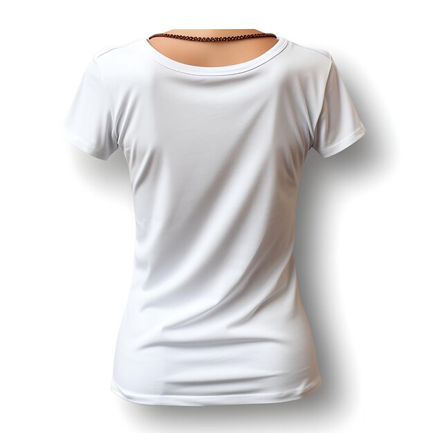 T-Shirt mit Streifen-T-Shirt Scoop-Hals von einer weiblichen Mannequin T-Sh White Blank Clean Design