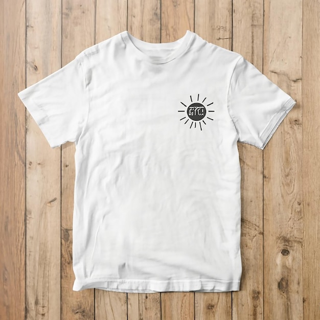 T-Shirt-Mockup auf hölzernem Hintergrund, generiert von KI