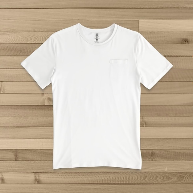 T-Shirt-Mockup auf hölzernem Hintergrund, generiert von KI