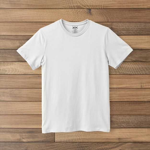 T-Shirt-Mockup auf hölzernem Hintergrund, generiert von KI
