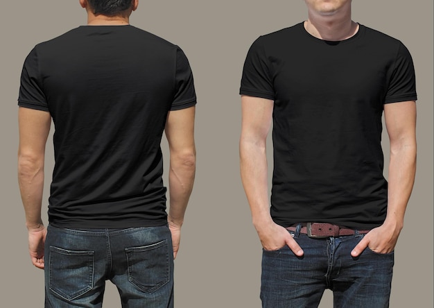 T-Shirt-Mockup für schwarze Männer vorne und hinten
