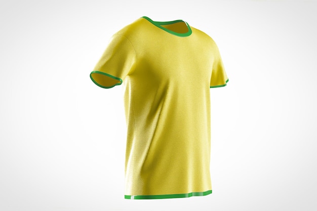 Foto t-shirt-mockup mit brasilianischen farben queransicht leeres t-shirt für mock-up