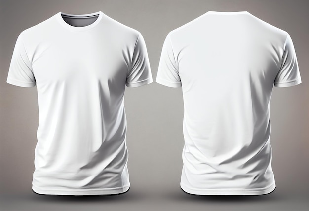 T-Shirt-Mockup Weißes leeres T-Shirt Vorder- und Rückansicht Weibliche und männliche Kleidung mit klarer, attraktiver Kleidung T-Shirt-Modellvorlage Generative Ai