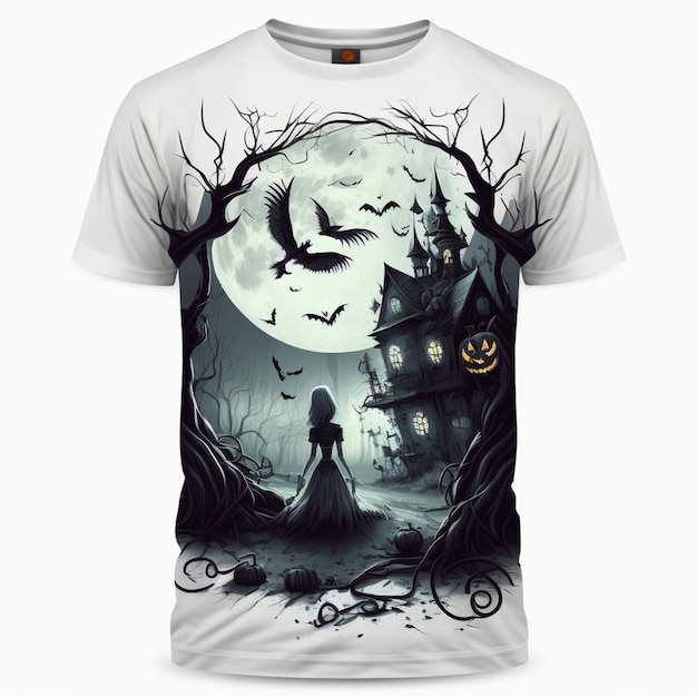 T-Shirt-Modell mit Halloween-Motiv