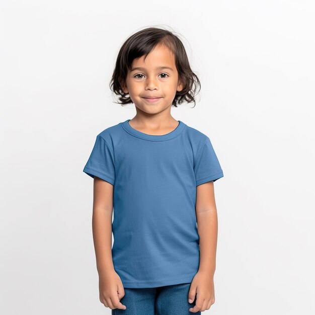 T-shirt para niños con diseño de camiseta amarilla verde roja naranja gris con fondo blanco