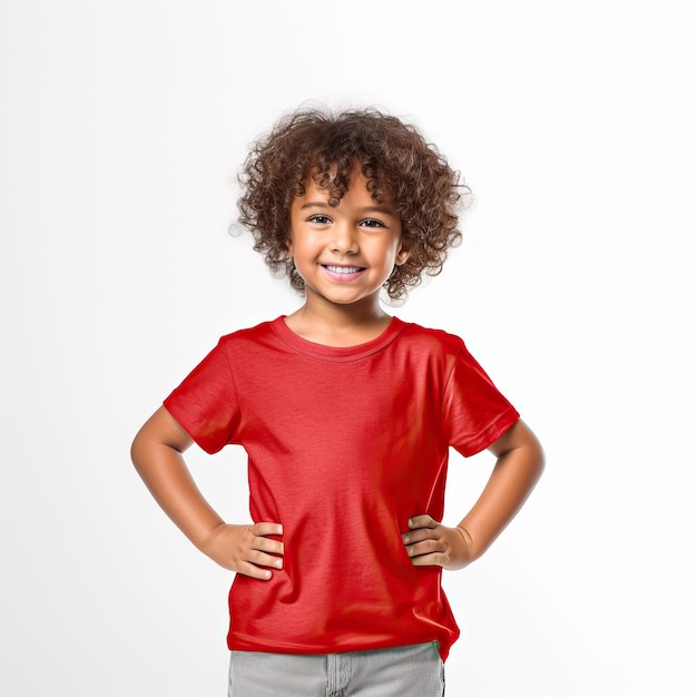 T-shirt para niños con diseño de camiseta amarilla verde roja naranja gris con fondo blanco