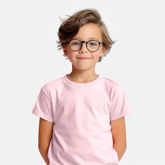 T-shirt para niños con diseño de camiseta amarilla verde roja naranja gris con fondo blanco