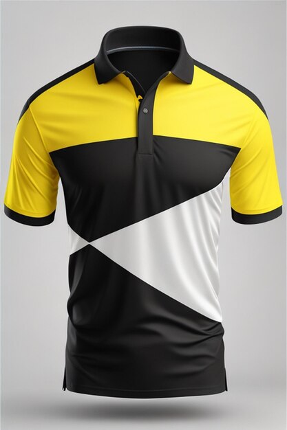 Foto t-shirt polo padrão amarelo e preto para design em fundo branco ai generativo