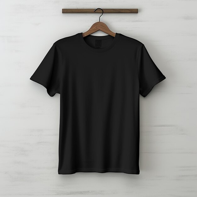 Foto t-shirt preta simples renderizada em 3d em fundo branco