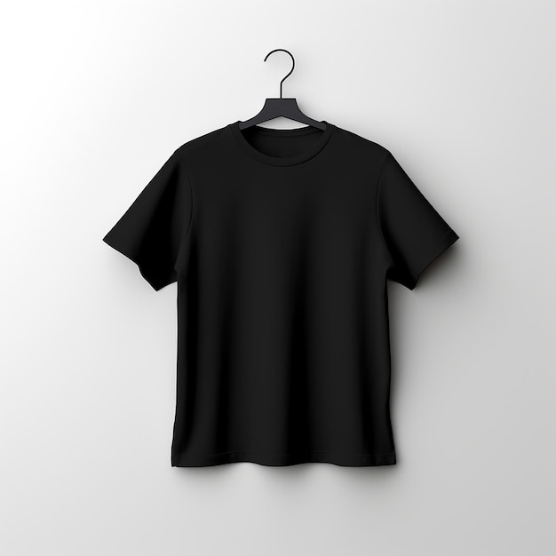 Foto t-shirt preta simples renderizada em 3d em fundo branco