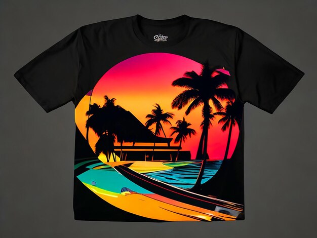 T-shirt de surf El diseño de la camiseta de surf Ilustración