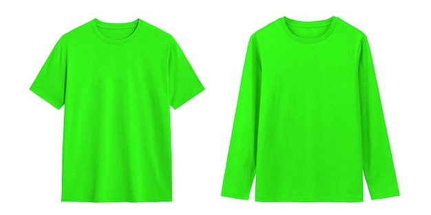 T-shirt verde mockup manga curta e longa