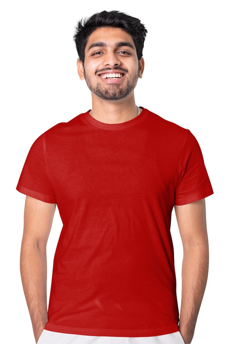 Foto t-shirt vermelho masculino adesivo png fundo transparente
