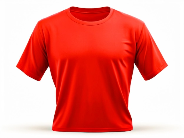 T-shirt vermelho realista isolado em fundo branco