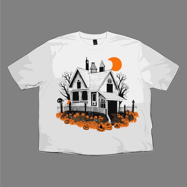 Foto t-shirt vintage de halloween com desenho assustador 03