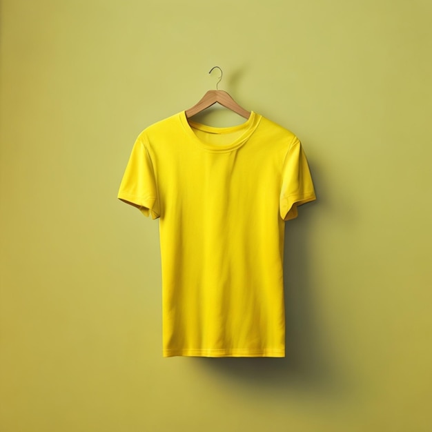 T-shirts amarillas de foto gratis concepto de maqueta con espacio de copia en fondo gris