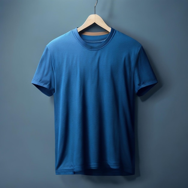T-shirts azuis gratuitos conceito de maquete com espaço de cópia em fundo cinza