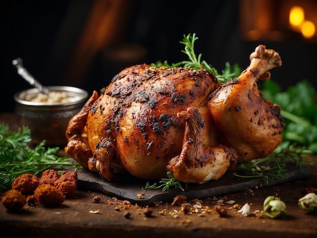 Tabak Huhn köstliche filmische professionelle Lebensmittelfotografie