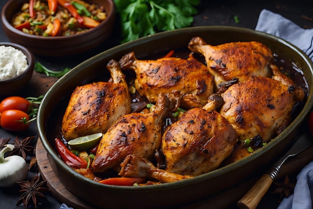 Tabaka de pollo al horno con especias