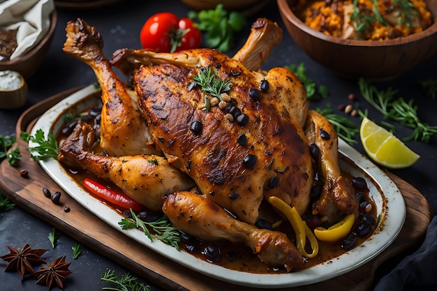 Tabaka de pollo al horno con especias