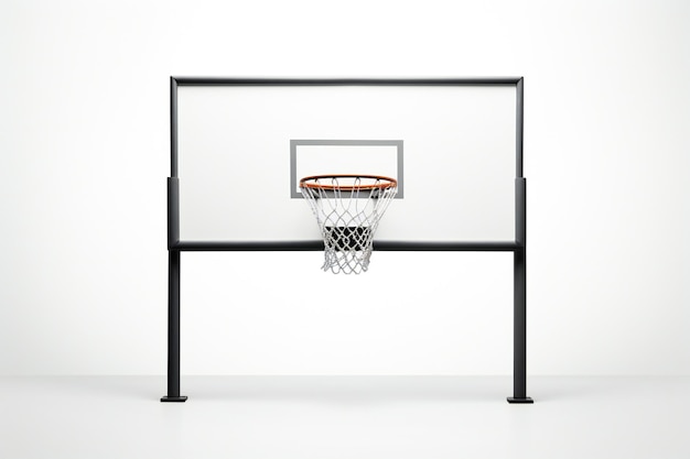 Tabla de baloncesto con anillo sobre fondo blanco