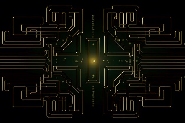 Tabla de circuitos electrónicos de alta tecnología red neuronal de fondo AI generada