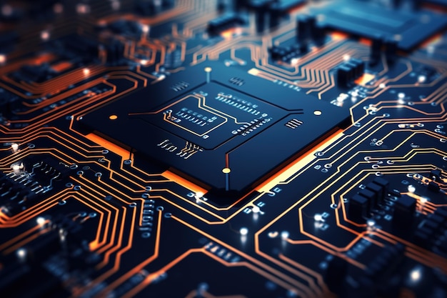 Tabla de circuitos electrónicos de cerca Antecedentes tecnológicos abstractos