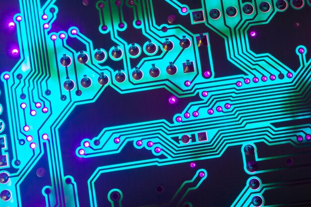 Tabla de circuitos electrónicos de cerca