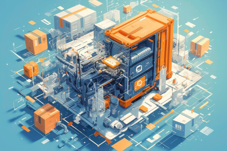 Foto tabla de circuitos futuristas con ilustración de componentes mecánicos