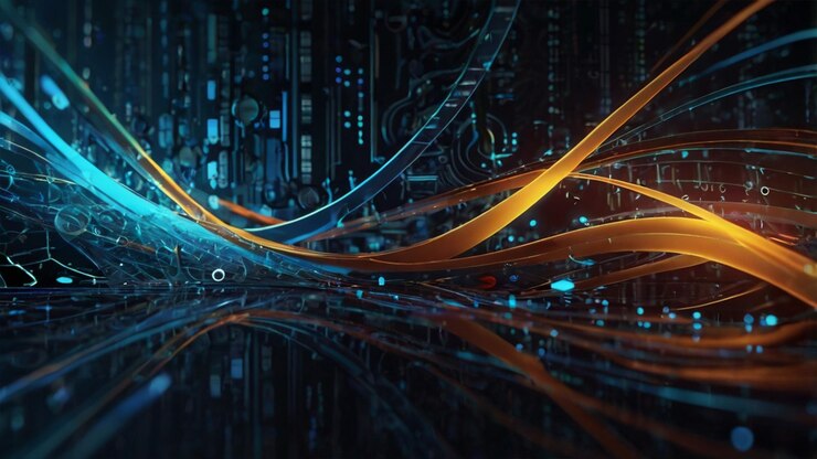Tabla de circuitos Tecnología azul y dorada fondo arquitectónico Tecnología fondo abstracto