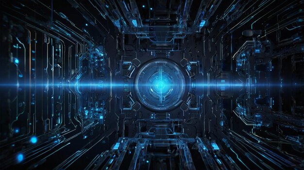 Tabla de circuitos Tecnología azul y dorada fondo arquitectónico Tecnología fondo abstracto
