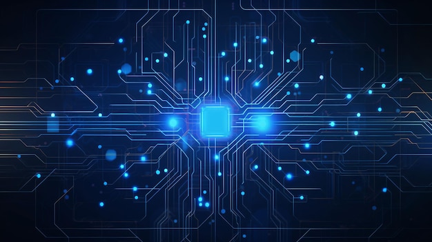 Tabla de circuitos Tecnología de fondo abstracta azul Ilustración vectorial de la placa madre